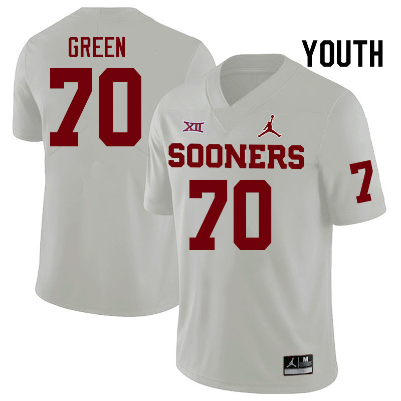 Youth #70 Cayden Green Oklahoma Sooners College Football Jerseys Stitched-White